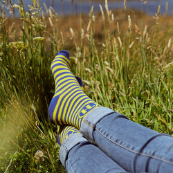 Chaussettes Hénaff rayé marine jaune 41/45