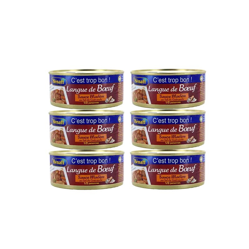 LOT DE 6 - Langue de bœuf sauce Madère Hénaff 275g x6