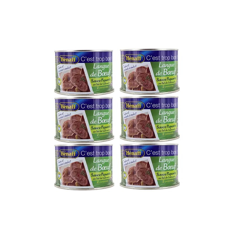 LOT DE 6 - Langue de bœuf sauce piquante Hénaff 410 g x6