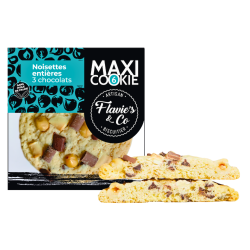 Maxi cookie à la noisette et 3 chocolats