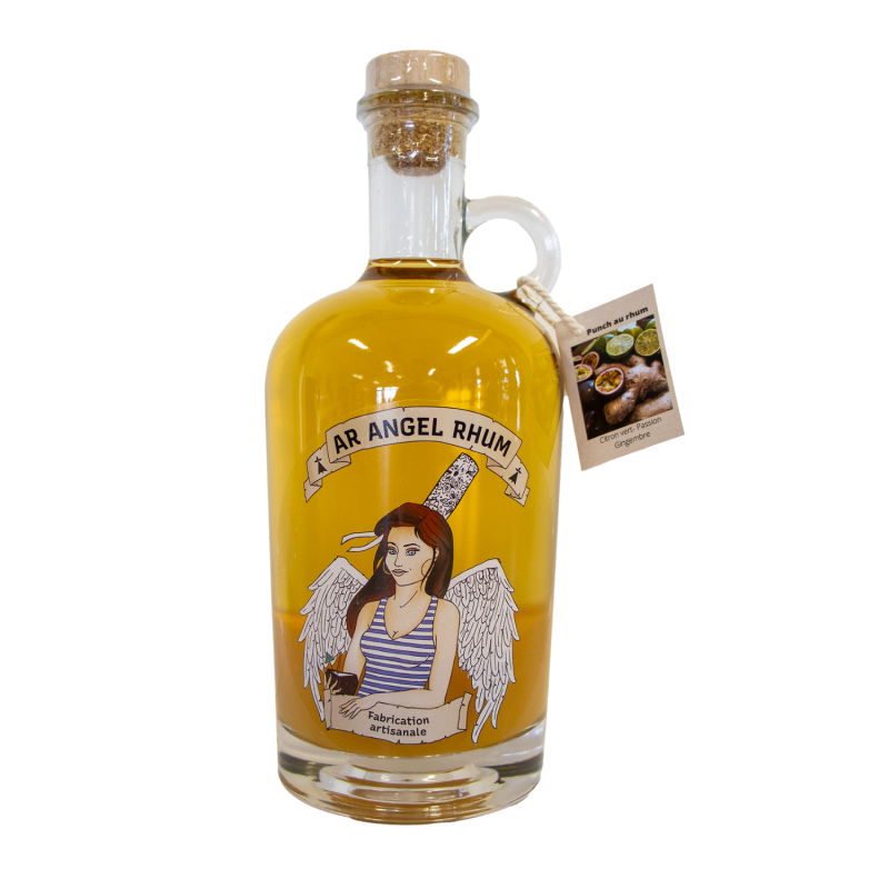 Rhum arrangé au citron vert, à la passion et au gingembre 70cl - Ar Angel