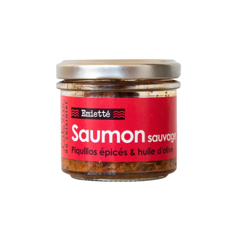 Emietté de saumon sauvage, piquillos épicés & huile d'olive