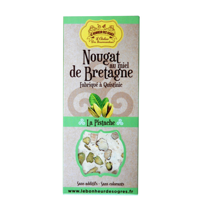 Nougat au miel de Bretagne à la pistache - 80g Nougat au miel de Bretagne à la pistache - 80g