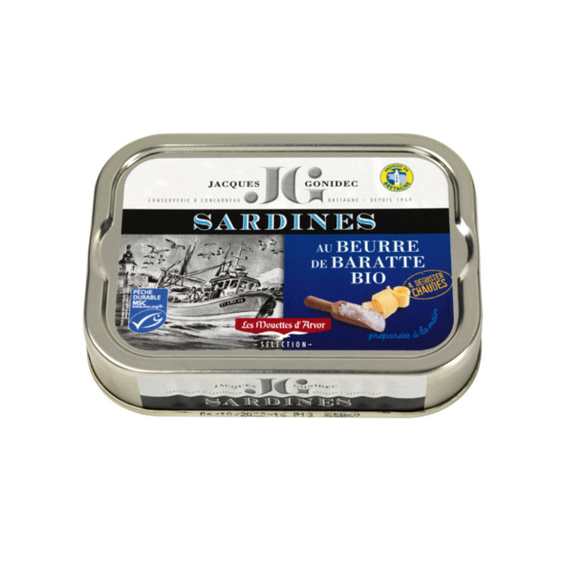 Sardines au beurre de Baratte et Sel de Guérande BIO - 115g Sardines au beurre de Baratte et Sel de Guérande BIO - 115g