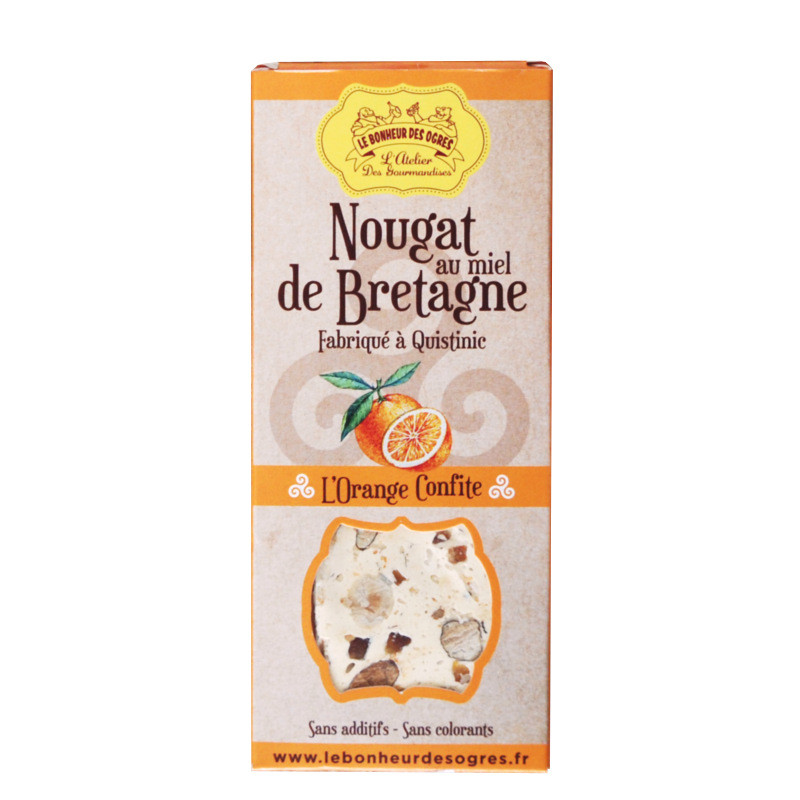 Nougat au miel de Bretagne à l'orange confite - 80g