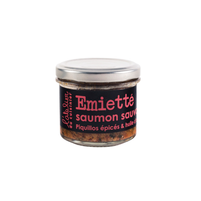 Emietté de saumon sauvage, piquillos épicés & huile d'olive - 90g