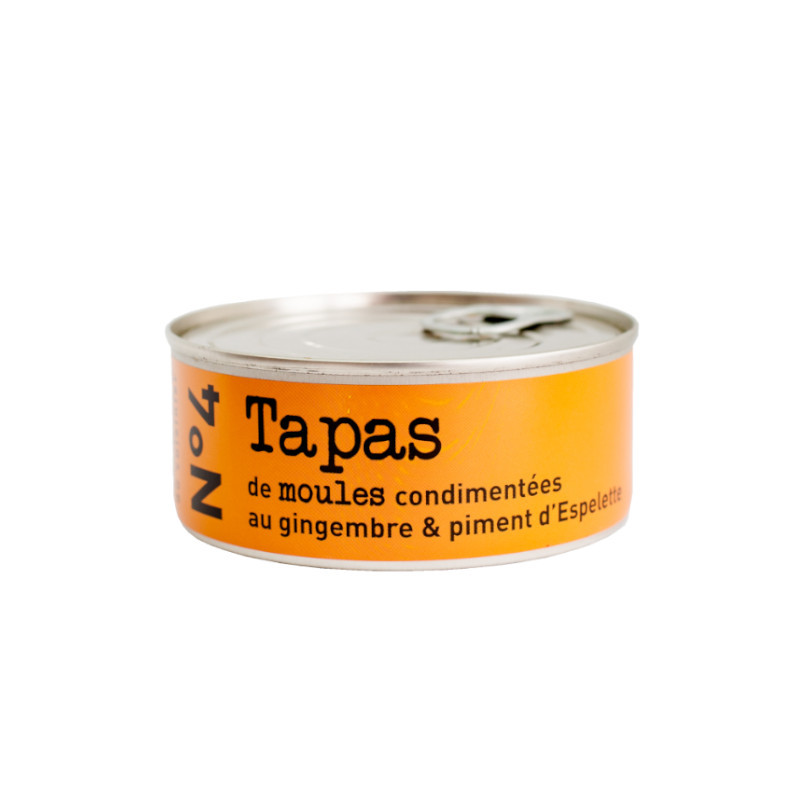 N°4 Tapas de moules condimentées au gingembre & piment d’Espelette - 215g N°4 Tapas de moules condimentées au gingembre & piment d’Espelette - 215g