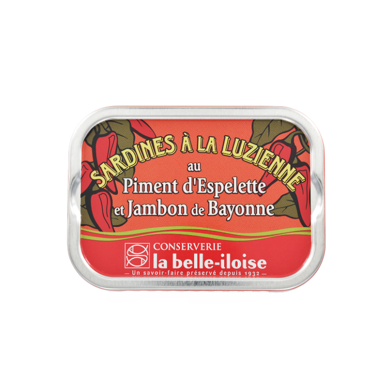 Sardines à la Luzienne au Piment d’Espelette et jambon de Bayonne 115g