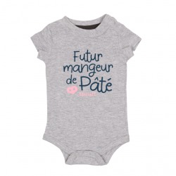 Body bébé Futur mangeur de Pâté Hénaff, 100% coton gris