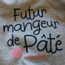 Body bébé Futur mangeur de Pâté Hénaff, 100% coton gris