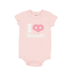 Body bébé I Love Hénaff, 100% coton rose