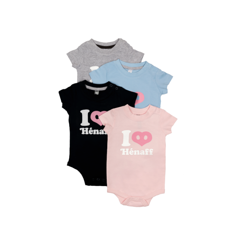 Lot de 4 bodys bébé I Love Hénaff Lot de 4 bodys bébé I Love Hénaff